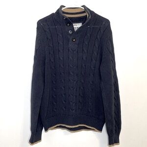 VTG Eddie Bauer Sz Med 100% Cotton Cable Fisherman Chunky Knit Pullover Sweater